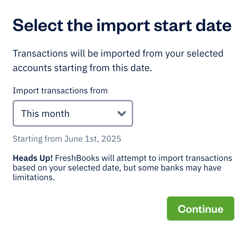 Dropdown for date ranges to bring in expenses from.