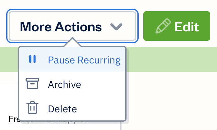 Pause recurring button on template.