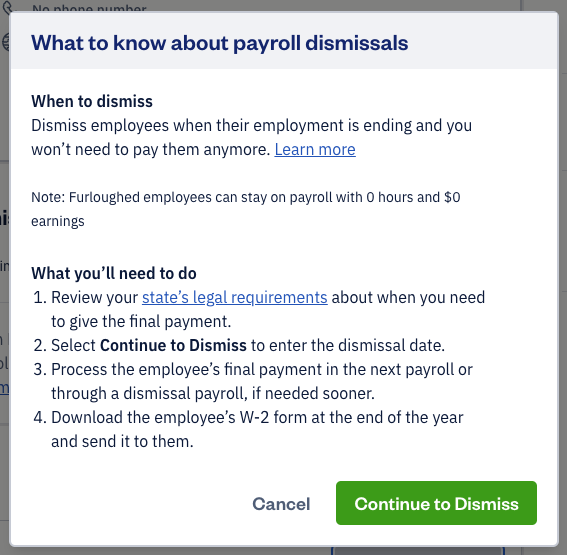 Notification with what to know about payroll dismissals.