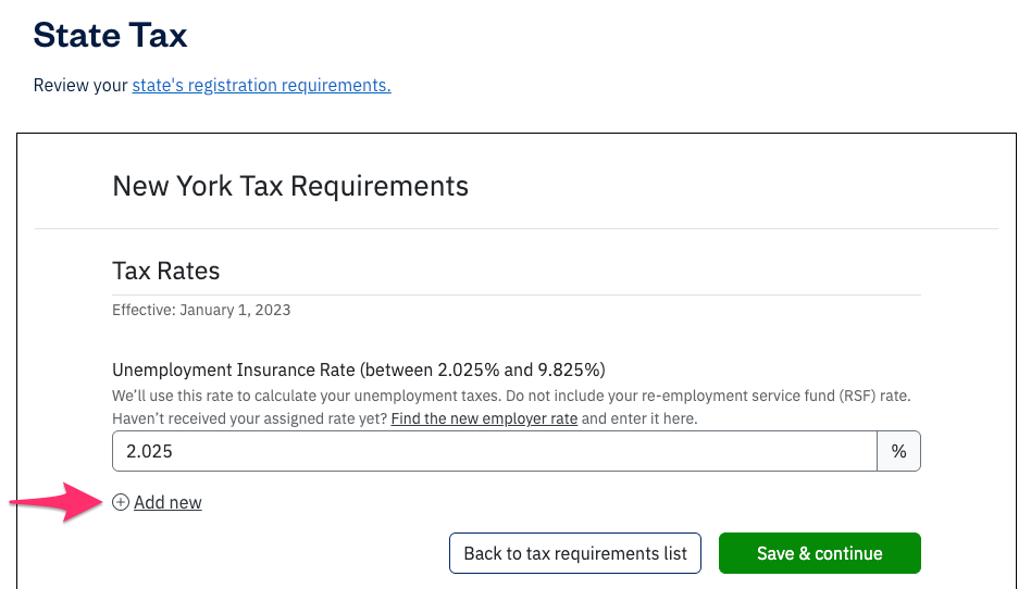 Add new link under state tax information