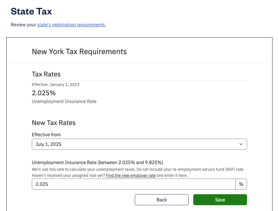 State tax new tax rates with new fields to fill out.
