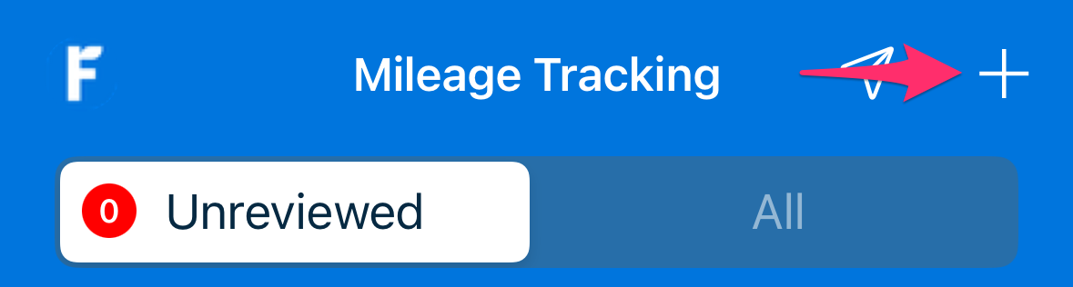 Plus button in mileage tracking section selected.
