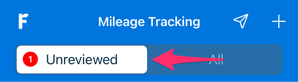 Unreviewed tab selected in mileage tracking section.