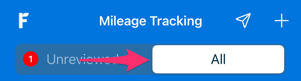All tab selected in mileage tracking section.