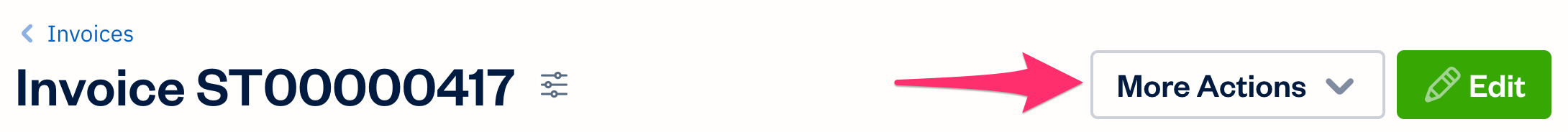 More actions button above an invoice.