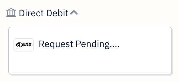 Request pending under payment method in client profile.