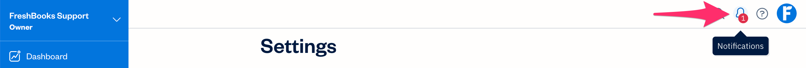 Bell icon next to profile picture in top right corner.