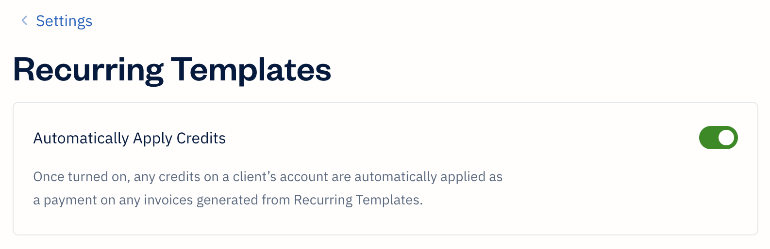 Toggle next to automatically apply credits enabled.
