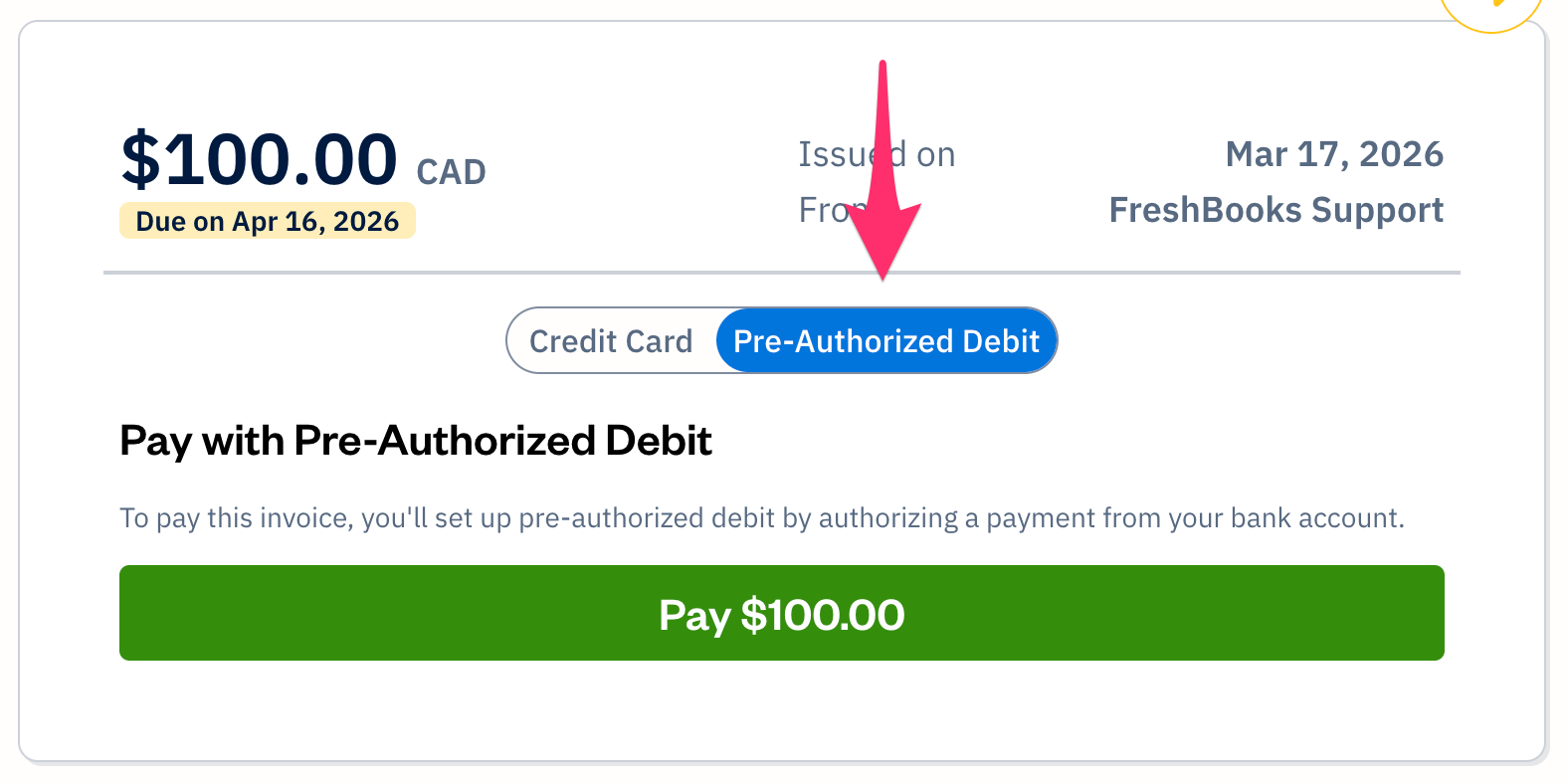 Client invoice with pre-authorized debt sub-tab selected.
