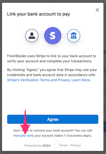 Manually verify link below agree button.
