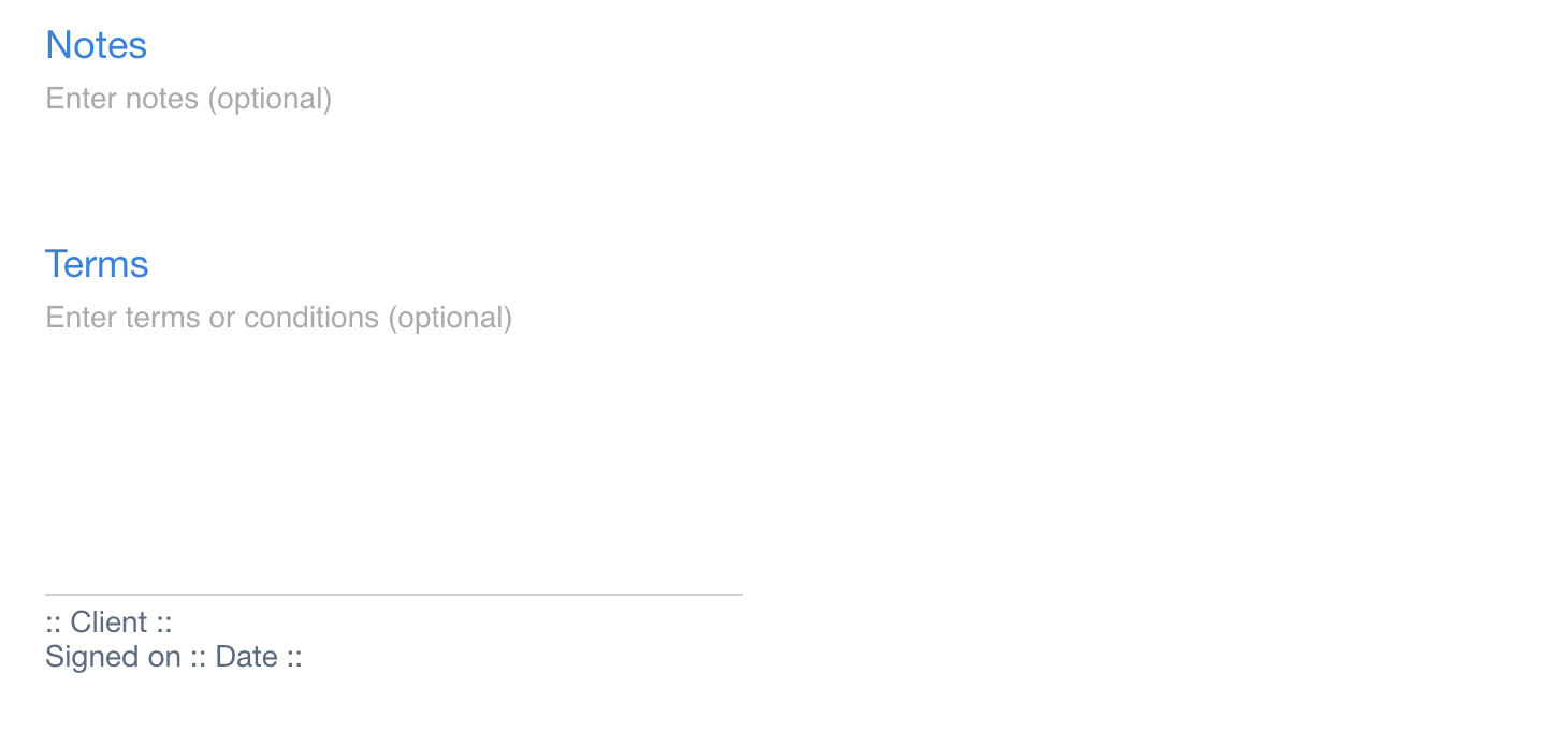 Bottom of proposal with placeholder for client's e-signature.