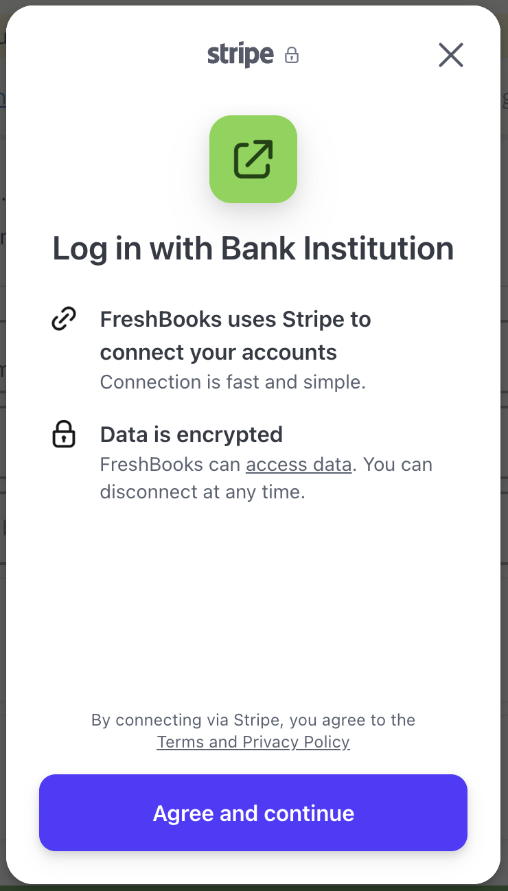 Agree and continue button on pop-up.