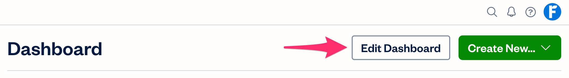 Edit dashboard button on the dashboard section.