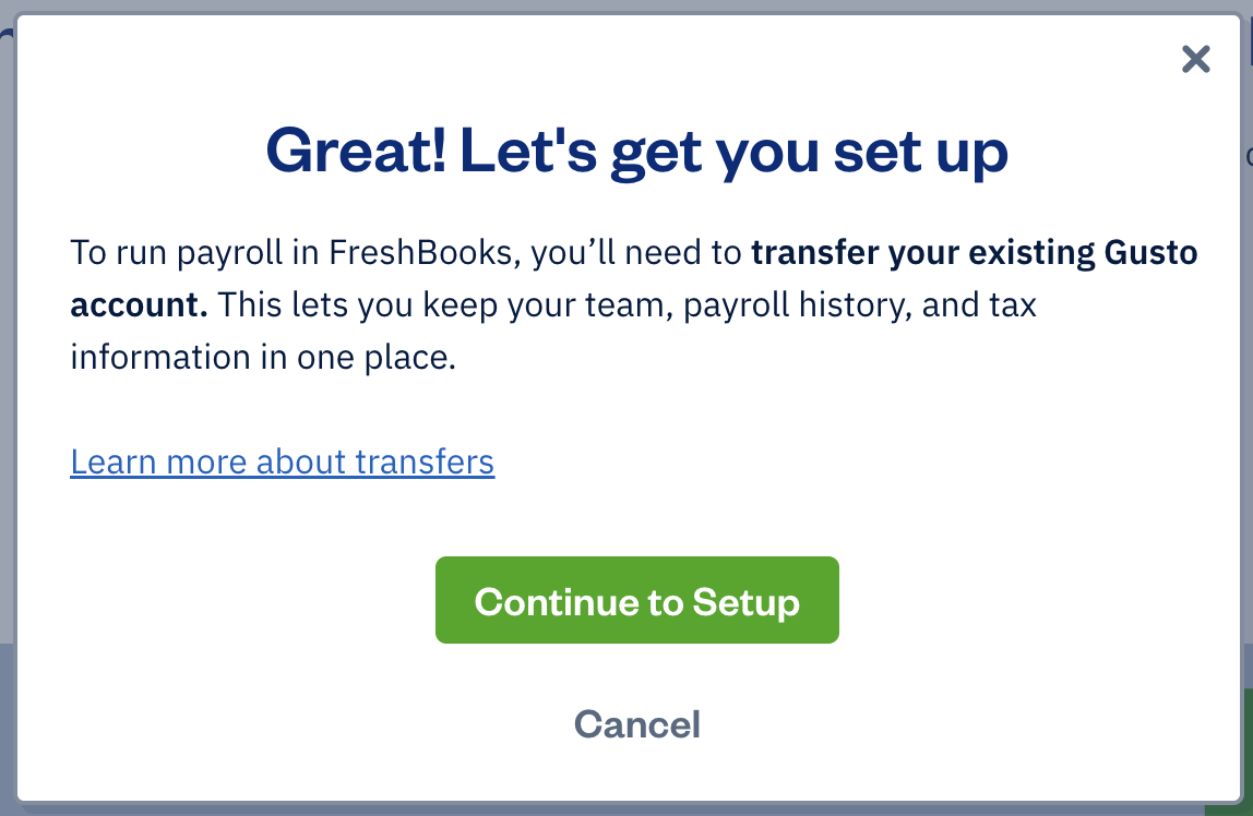 Notification detailing set up can be done via transferring existing Gusto account and to confirm.