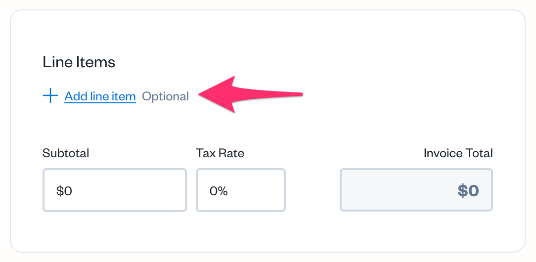 Add line item option.